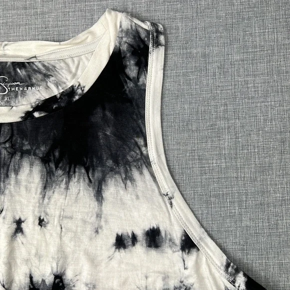 Black & White Tie Dye Crop Athletic Tank Top by Jessica Simpson The Warm Up XL - Picture 3 of 5